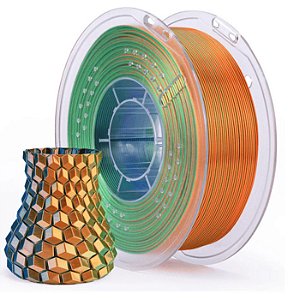 Filamento 3D PLA Silk Azul Laranja Verde Tricolor 1Kg Elegoo