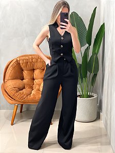 Conjunto em Alfaiataria Colete e Calça Pantalona Sofia Ref. 1675
