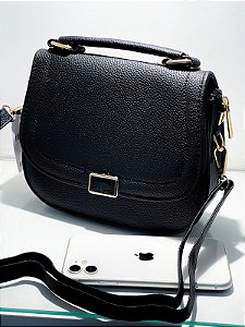 Bolsa Média Redonda em Couro Sintético com Alça Ref. 1626