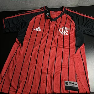 Camisa de Time Flamengo Vermelha Copa do Mundo Com Botão 2025