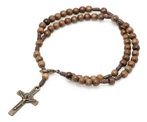 Pulseira Terço Acampamento Madeira Imbuia Marrom-claro 23 Cm