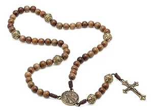 Terço Madeira Imbuia Cordão 8mm Pn Ov Nossa Sra Aparecida Marrom