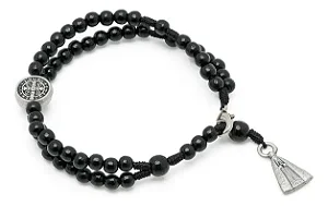Pulseira Terço De Pulso Medalha De São Bento Preto N Senhora Preto