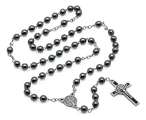 Colar Terço Masculino Pedra Hematita São Bento Hematita