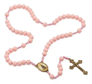 Terço De Nossa Senhora Aparecida Rosa Fosco 8mm