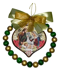 Guirlanda De Natal Sagrada Família Madeira Avelã