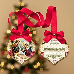 Adorno De Porta Natal Sagrada Familia Avela Mad C/ Fita Vermelha