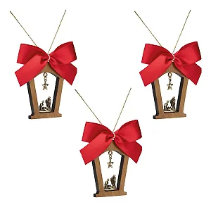 Kit 3 Unid Adorno Enfeite De Pendurar Natal Sagrada Família