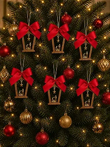 Kit 6 Unid Adorno Enfeite De Pendurar Natal Sagrada Família