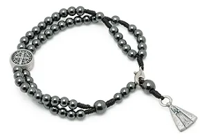 Pulseira Terço Hematita Nossa Senhora Aparecida São Bento