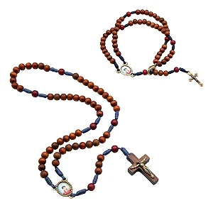 Kit Terço E Pulseira Carlo Acutis Madeira