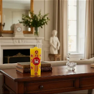 Mini Vela Círio Pascal Da Família Cordeiro Amarela Amarelo Mini Círio Cordeiro