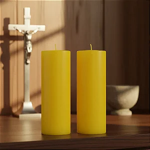 Vela Para Altar Lisa 7x20 Cm Branca Ou Amarela - 2 Unidades