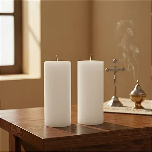 Vela Para Altar Lisa 7x15 Cm Branca - 2 Unidades