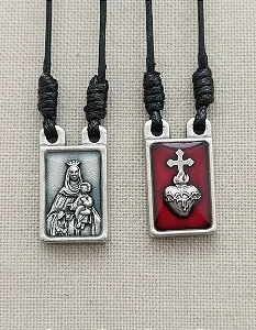 Escapulário Metal Prata Velha Nossa Sra Do Carmo Cordão 39cm