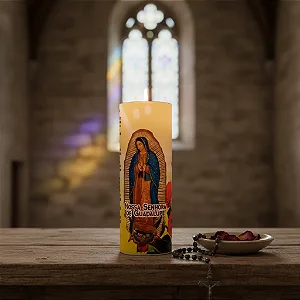 Vela Votiva Oração Efeito Abajur Nossa Senhora De Guadalupe