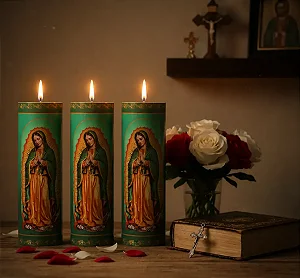 Vela Votiva 272g Nossa Senhora De Guadalupe - 03 Unidades