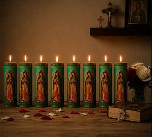 Vela Votiva 272g Nossa Senhora De Guadalupe - 08 Unidades