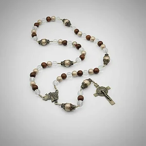Terço Nossa Senhora Aparecida 8mm Com Mapa Brasil - Canela