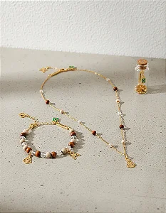 Colar E Pulseira Nossa Senhora Aparecida - Madeira