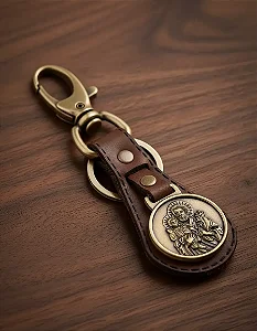 Chaveiro Luxo Couro Marrom São Bento Ouro Velho