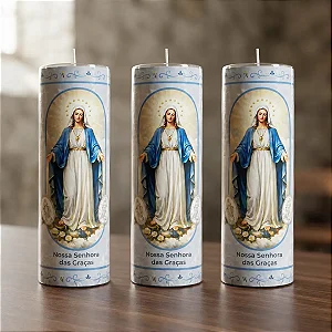 Vela Votiva Nossa Senhora Das Graças 272g - 3 Unidades