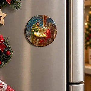 Kit 3 Ímã Geladeira Lembrancinha Natal Sagrada Família 4cm
