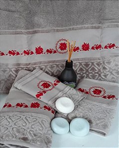 Jogo de Banho Bordado 5 Peças - Linha Soft Art Dohler