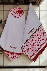 Kit Pano de Prato e Bate mão Cerejas