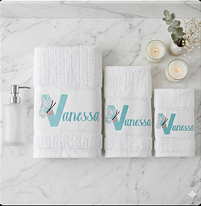 Jogo de banho 3 peças com bordado personalizado