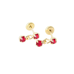 Brinco Baby 2 pedras 3mm Folheado a Ouro