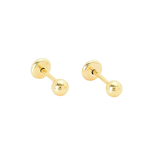 Brinco Baby Bolinha 3mm Folheado a Ouro