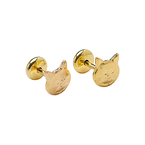 Brinco Baby Gato Folheado a Ouro