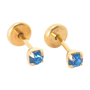 Brinco Baby  Pedra 2,5mm Folheado a Ouro