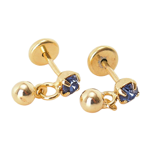 Brinco Baby Pedra com Bolinha 2,75mm Folheado a Ouro