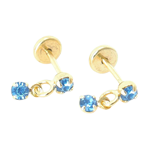 Brinco Baby Pedra com Pedra 3mm Folheado a Ouro