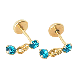 Brinco Baby com Pedra e Pedra 2,5mm Folheado a Ouro