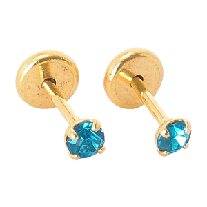 Brinco Baby com Pedra 2,5mm Folheado a Ouro