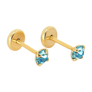 Brinco Baby com Pedra 3mm Folheado a Ouro