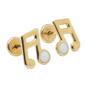 Brinco Baby Nota Musical Folheado a Ouro