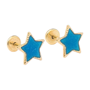 Brinco Baby Estrela Borda Torcida Folheado a Ouro