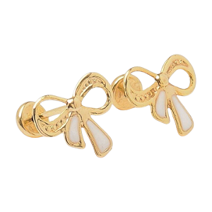 Brinco Baby Laço de Resina Folheado a Ouro