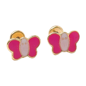 Brinco Baby Borboleta Resina Folheado a Ouro