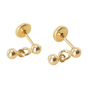 Brinco Baby Bolinha com Bolinha 2,5mm Folheado a Ouro