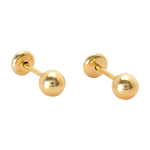 Brinco Baby Bolinha 4mm Folheado a Ouro