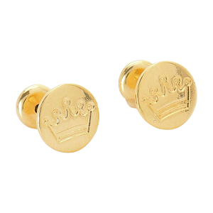 Brinco Baby Redondo Coroa Folheado a Ouro