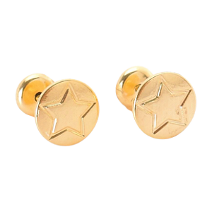 Brinco Baby Redondo Estrela Folheado a Ouro