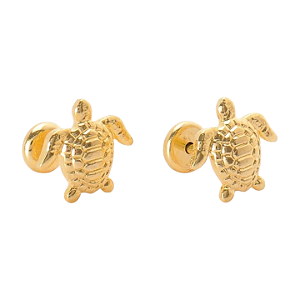 Brinco Baby Tartaruga Folheado a Ouro