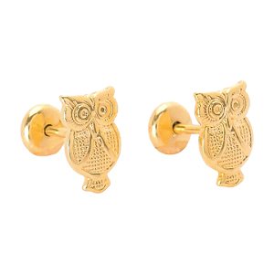 Brinco Baby Coruja Folheado a Ouro