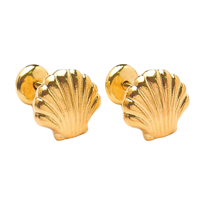 Brinco Baby Concha Pequena Folheado a Ouro